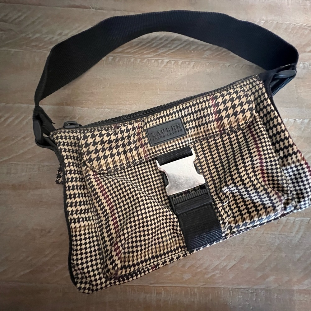 RALPH LAUREN tweed houndstooth shoulder bag purse